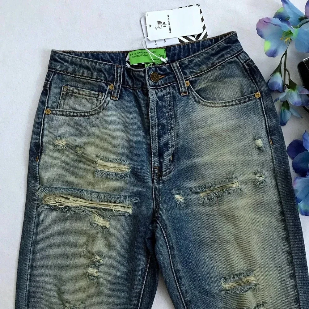 Free People Sandrine Rose NWT Medium Wash Distressed Jeans Women Various